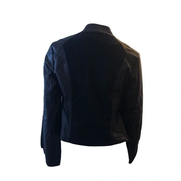 I.N.C M Vegan Black Leather Blazer Bikercore Jacket - Picture 5 of 7